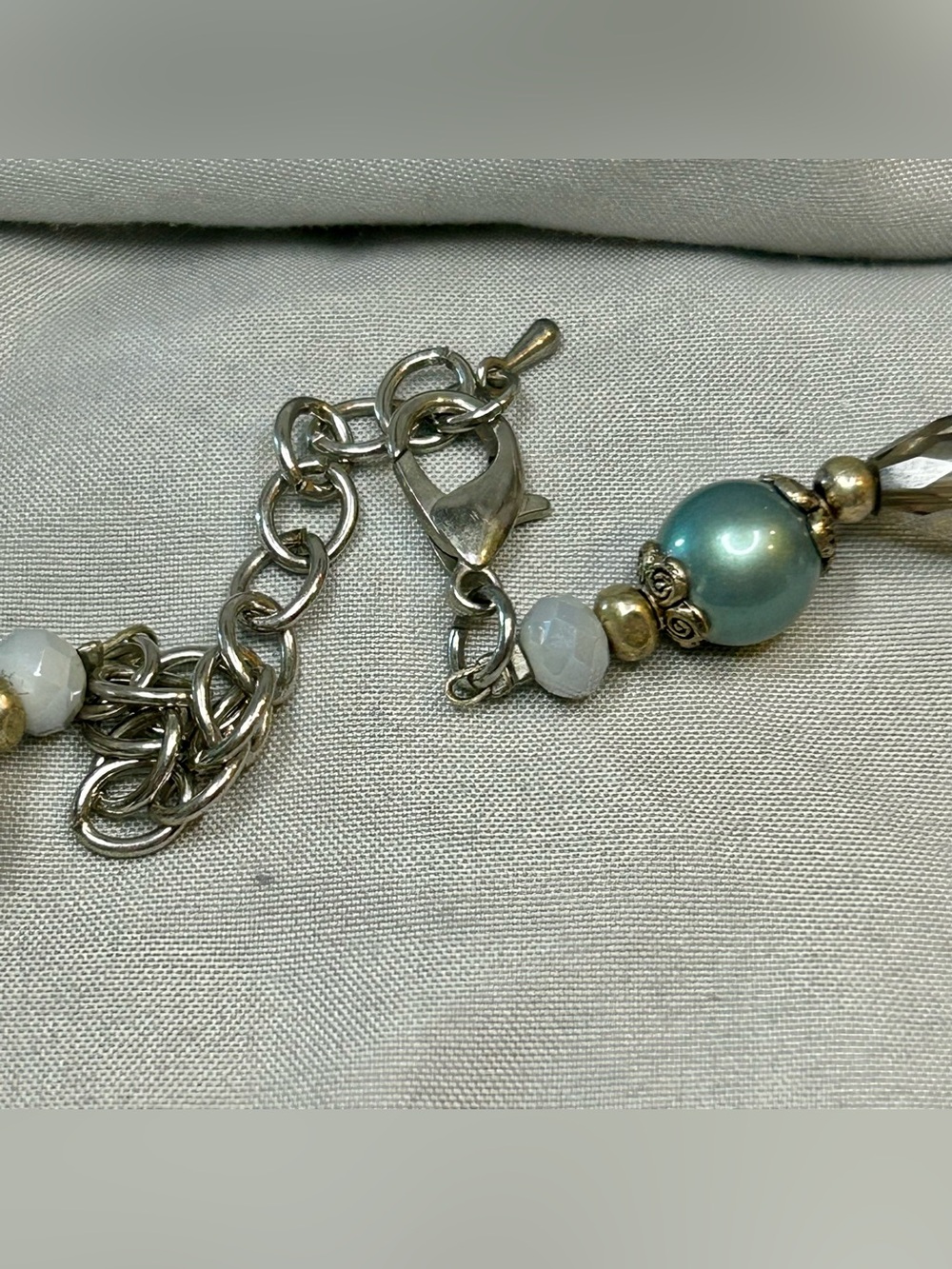 Mixed Pearl & Bead Statement Necklace - Neutral Tones - Picture 4 of 4